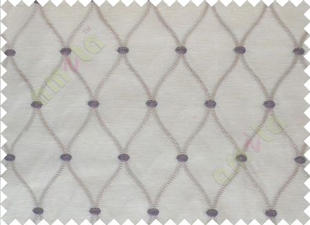 Beige Purple Emb Safavieh Moroccan Pattern with Transparent Background Polycotton Sheer Curtain-Designs
