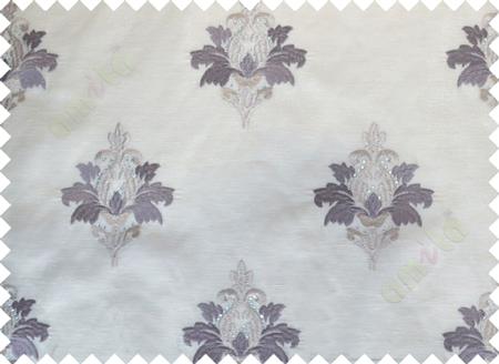Beige Purple Natural Dew Drops on Floral Pattern with Transparent Background Polycotton Sheer Curtain-Designs