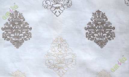 White beige brown embroidery motive design poly sheer curtain designs