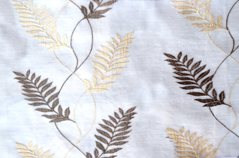 Pure white beige brown embroidery tendril leaf poly sheer curtain designs