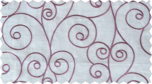 Pink white scroll poly sheer curtain designs