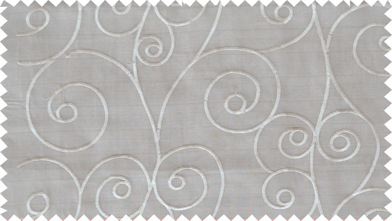 White scroll poly sheer curtain designs