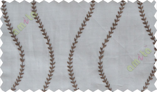 White brown serpentine stripes poly sheer curtain designs