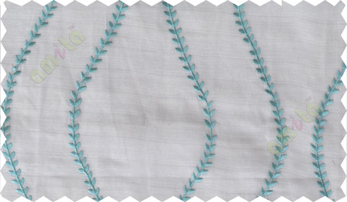 Blue white serpentine stripes poly sheer curtain designs