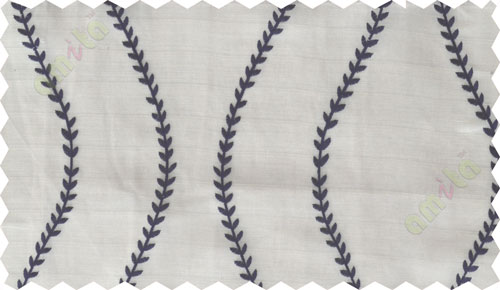 Indigo beige serpentine stripes poly sheer curtain designs