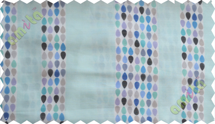 Black green blue white colour bold rain drop stripes with yellow background poly sheer curtain designs