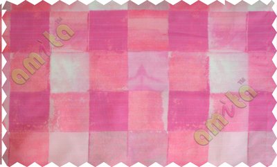 Pink white square shapes design poly sheer curtain designs