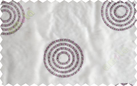 Cream purple medallion circle poly sheer curtain designs