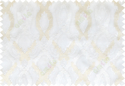 White beige color tamara trellis moroccan poly sheer curtain - 112478