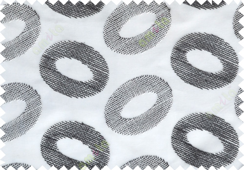 Black white color geometric design poly sheer curtain - 112492