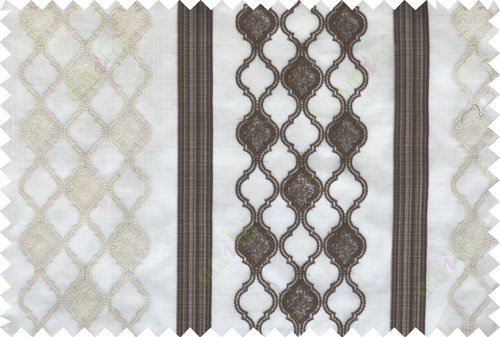 Brown beige color safavieh moroccan pattern with stripes poly sheer curtain - 112503