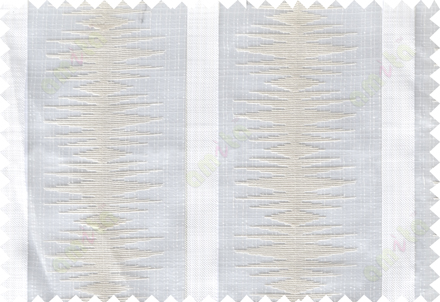Beige white green contemporary vertical ikat pattern poly sheer curtain designs