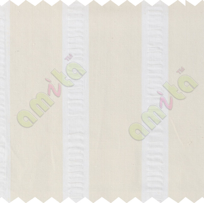 Beige white pleated stripes main cotton curtain designs