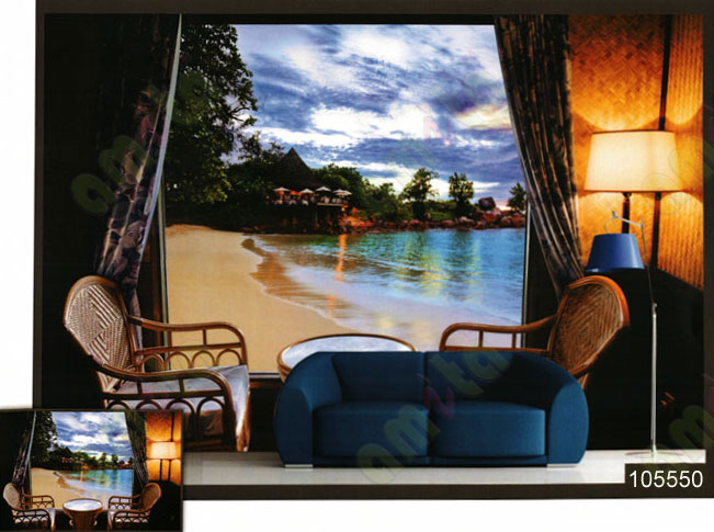 3d beach view wall mural