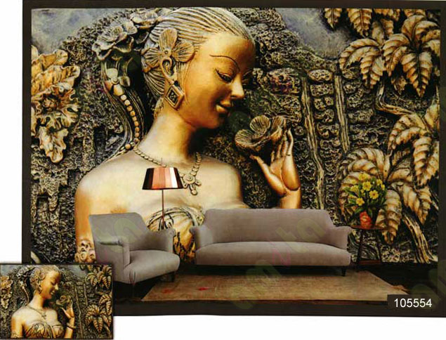 3d artificail brass finish lady art wall mural