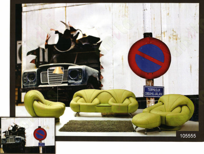 3d old british car workshop wall mural