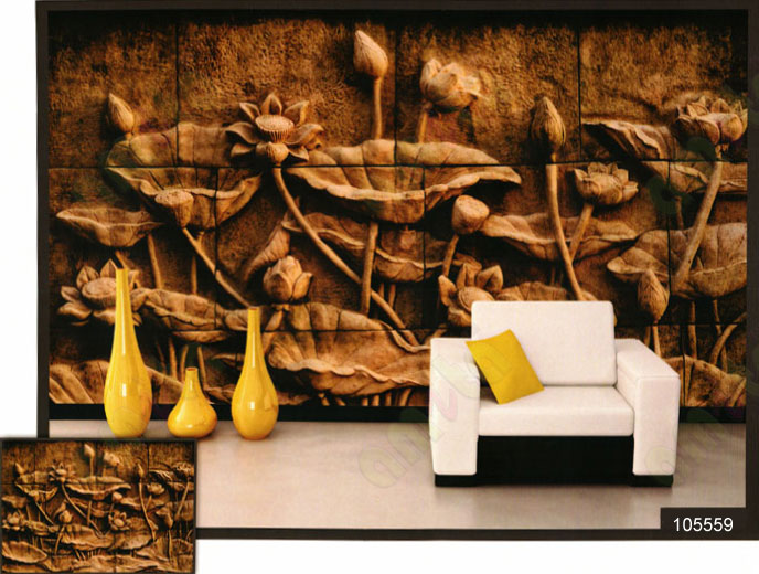 3d golden lotus wall mural