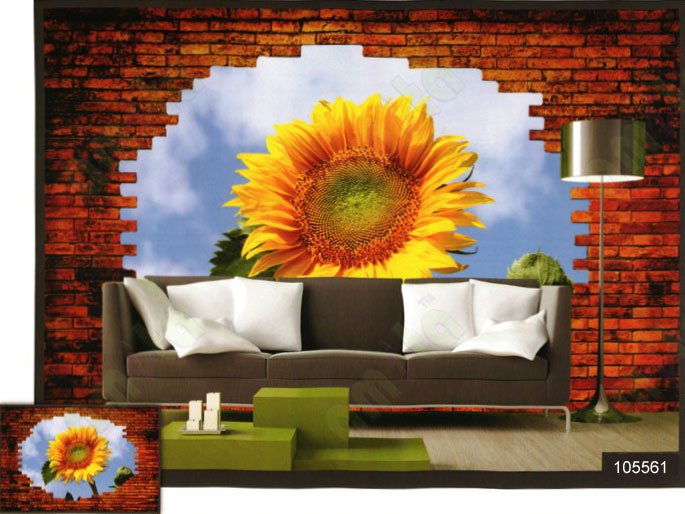 3d bricks wall sun flower wall mural