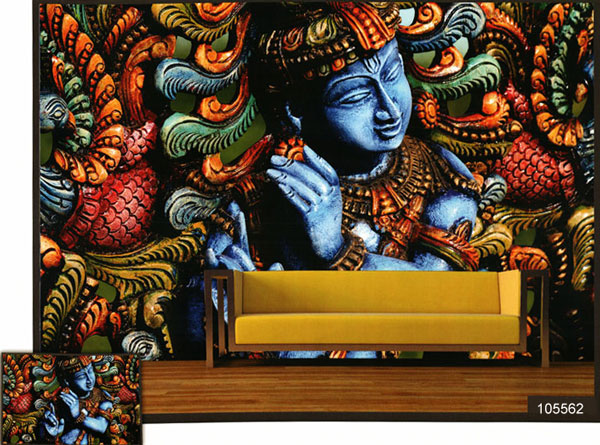 3d maan mugdha krishna wall mural