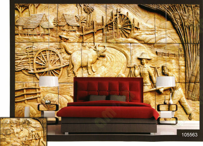 3d golden vendors wall mural