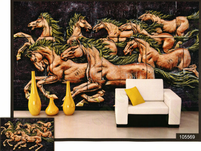 3d eight wild racing horse wall mural