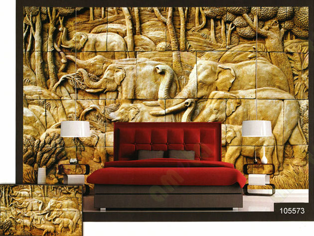 3d golden elephants wall mural