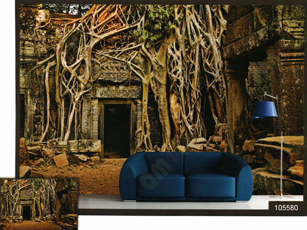 3d old banyan tree root cover palace wal mural