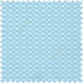 Sky blue color solid texture surface with concave square oval shape horizontal spring lines vertical small fine stripes poly main curtain