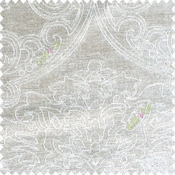 Traditional grey color big damask design floral curved finished soft velvet texture touch shiny poly sofa fabric