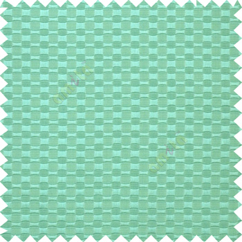 Aqua blue color solid texture surface with concave square oval shape horizontal spring lines vertical small fine stripes poly main curtain
