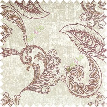 Purple grey brown color traditional paisley pattern floral leaves swirl circles texture surface with polyester thick background main curtain