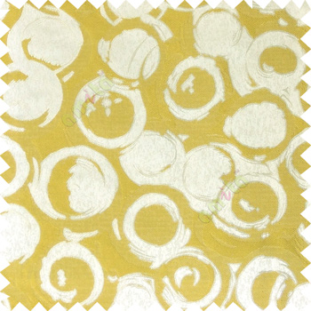 Yellowish green grey color geometric circles texture surface weaving pattern with thick polyester background main curtain