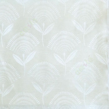 White elegant look floral leaf stem pattern rain drop scales two leaves in a stem polycotton main curtain