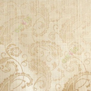 Brown beige color traditional paisley designs and swirls flower leaf pattern polycotton main curtain
