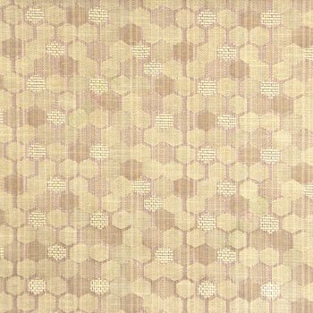 Brown beige color honeycomb hexagon geometric jute weaved pattern texture finished vertical thread lines polycotton main curtain