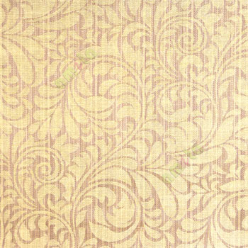Brown beige color busy pattern with swirls floral leaf designs vertical thin lines polycotton main curtain