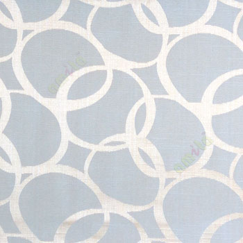 Blue color geometric circles vertical horizontal lines polycotton main curtain