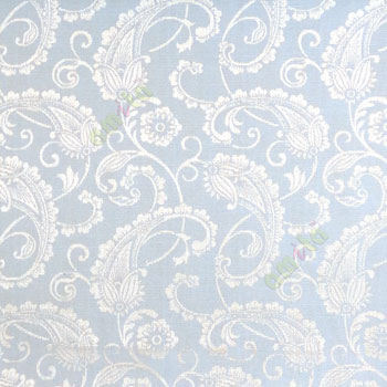 Blue color traditional paisley designs and swirls  flower leaf pattern polycotton main curtain