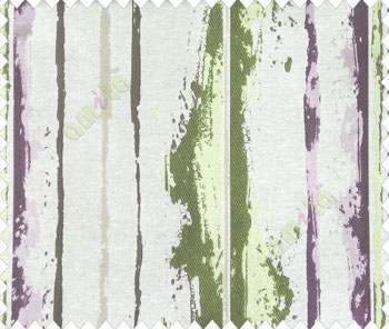 Abstract vertical stripes vertical lines purple gold brown green on beige base texture polyester main curtain