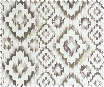 Traditional damask dark brown grey on beige base diamond texture polyester main curtain