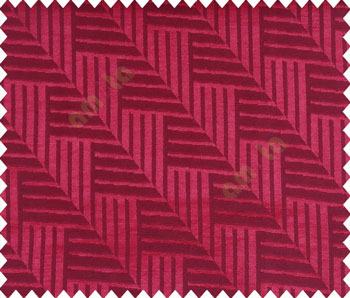 Abstract geometric step server stack staircase slant design pink maroon red on dark brown black base main curtain