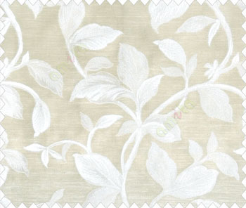 Traditional floral with big leaves on stem on Beige brown base main curtain