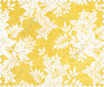 Traditional floral design Beige Gold flowers on Mustard Yellow base main curtain