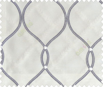 Traditional Palace look Royal Blue embroidery on half white cream base fabric with damask and intersecting waves design main curtain