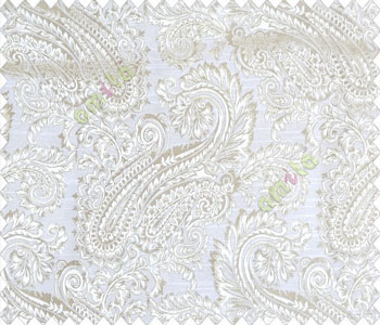 Traditional ivory large paisley floral self design beige brown silver main curtain