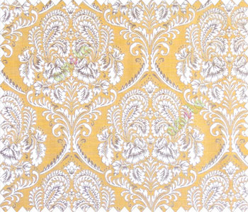 Traditional ivory large continuous damask with ornaments in mustard yellow beige silver main curtain