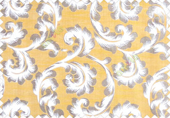 Traditional ivory large scroll floral self design mustard yellow beige silver main curtain