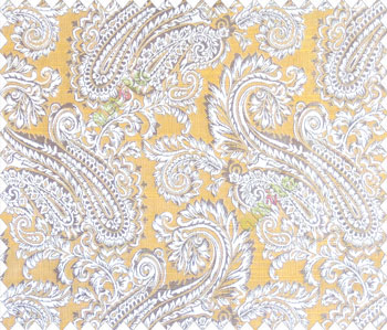 Traditional ivory large paisley floral self design mustard yellow beige silver main curtain