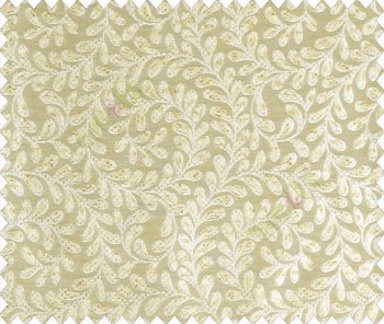 Floral small continuous flowers on swirl scroll on fern leaves texture Gold Silver Grey Beige Main curtain