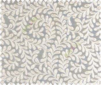 Floral small continuous flowers on swirl scroll on fern leaves texture Blue Silver Grey Beige Main curtain